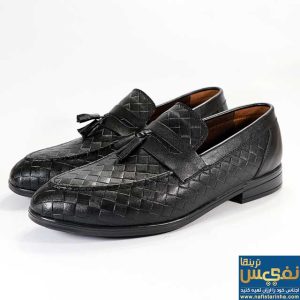 کفش-کالج-مردانه-مشکی-لوزی-منگوله-دار