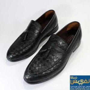 کفش-کالج-مردانه-مشکی-لوزی-منگوله-دار