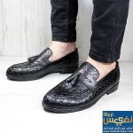 کفش-کالج-مردانه-مشکی-لوزی-منگوله-دار