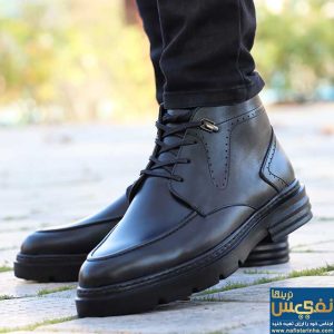 نیم بوت تسلا مردانه مشکی دور دوخت